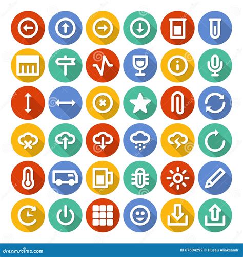 Icons Set With Long Shadow Stock Vector Illustration Of Chart