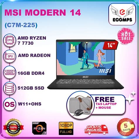 Jual Msi Modern 14 Amd Ryzen 7 7730u Ram 16Gb 512Gb Ssd W11 Ohs 14 0