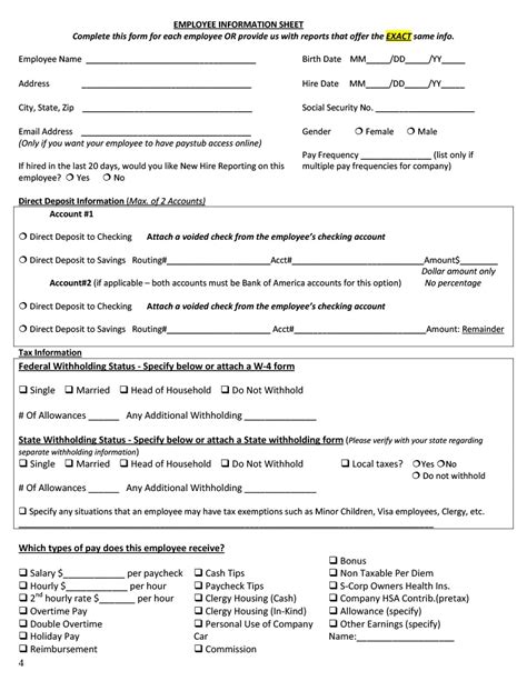 47 Printable Employee Information Forms Personnel Information Sheets