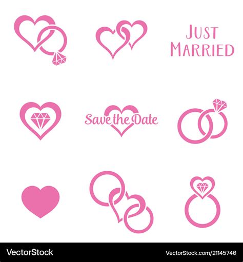 Simple monochrome wedding symbols Royalty Free Vector Image