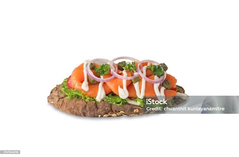 Open Face Smoke Salmon Sandwich Smoke Salmon On Toasted On White