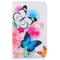 Blue Plum Flower Folio Stand Leather Wallet Case For Samsung Galaxy Tab