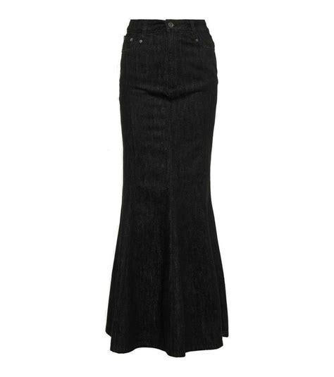 Self Portrait Flared Denim Maxi Skirt Self Portrait