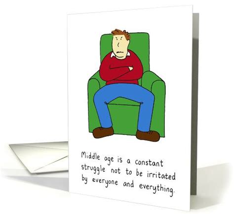 Middle Age Male Birthday Humor Grumpy Man In Armchair Card Grumpy Man