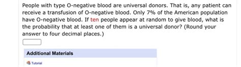 Solved People with type O-negative blood are universal | Chegg.com