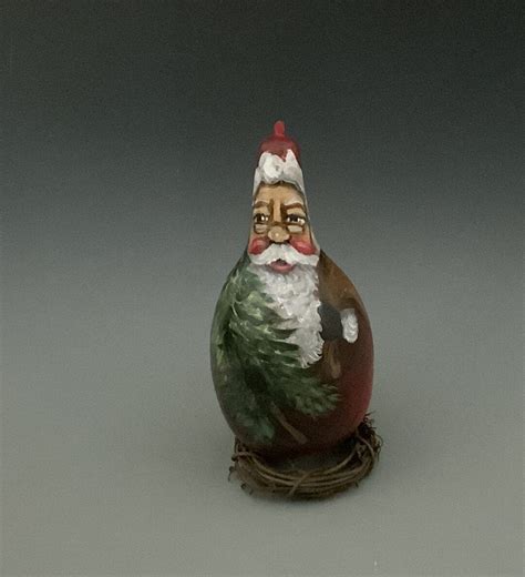 Hand Painted Santa Gourd Art Etsy