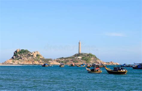 View of the Sea with Ke Ga Lighthouse in Phan Thiet, Vietnam Stock ...