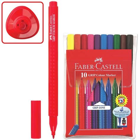 Фломастеры Faber Castell GRIP 10 цветов смываемые трехгранные