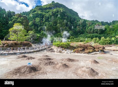 view of lake furnas sao miguel azores Stock Photo - Alamy