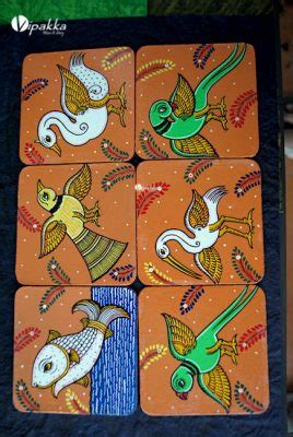 Hand Painted Coaster Set Inspired By Pattachitra Art Form Vh