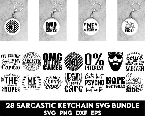 Sarcastic Keychain Svg Bundle Funny Keychain Quotes Svg Hand Lettered