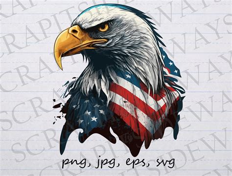 American Flag Bald Eagle Clipart Vector Graphic Svg Png Jpg - Etsy