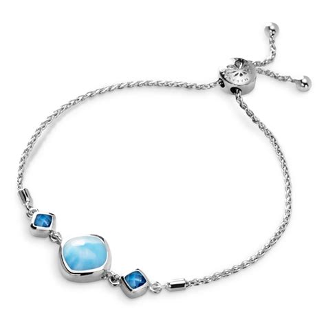 Blue Stone Bracelet with larimar and silver by marahlago