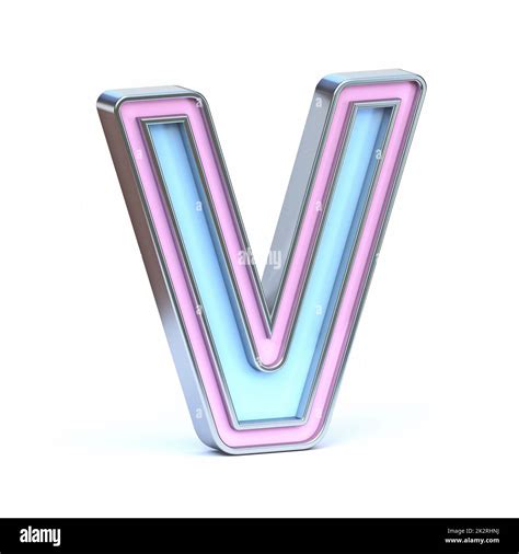 Blue And Pink Metal Font Letter V 3d Stock Photo Alamy