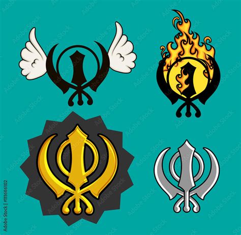 Sikhism Symbols Vector Set Stock Vector | Adobe Stock