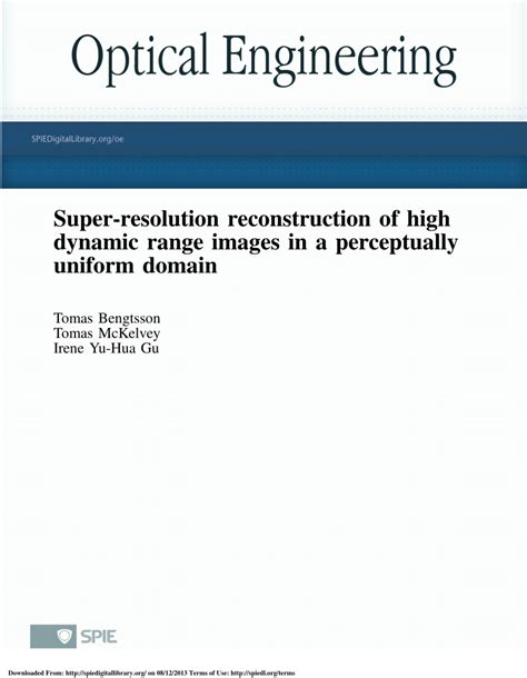 PDF Super Resolution Reconstruction Of High Dynamic Range Images In A