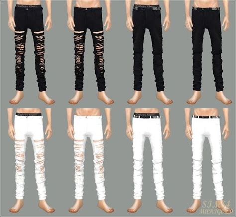 Black And White Ripped Jeans For Males Sims 4 Custom Content Sims 4 Male Clothes Sims 4 Cc