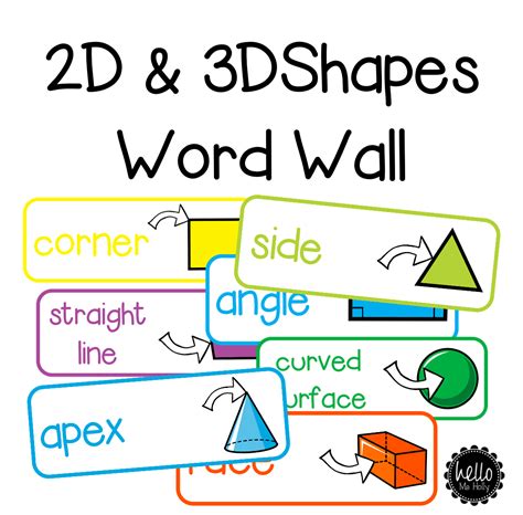 Mash Class Level 2d And 3d Shapes Word Wall