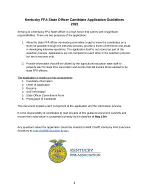 State Officer Candidate Handbook And ApplicationKY FFA Doc Template