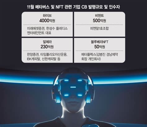 메타버스·nft기업 Cb 발행에… 기관들 뭉칫돈 넣었다[전환사채 시장도 신산업] 파이낸셜뉴스