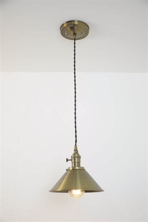 Solid Antique Brass Pendant Light Fixture Rustic Vintage