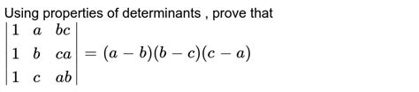 Using Properties Of Determinants Prove That Y