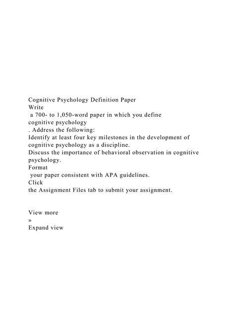Cognitive Psychology Definition PaperWrite a 700.docx