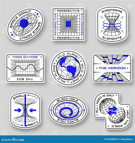 Sci Fi Geometric Stickers Futuristic Space Shapes In Different Forms