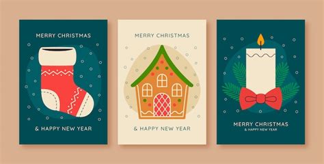 Free Vector | Flat christmas minimalist cards collection