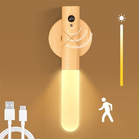 Vomi Holz Wandlampe Innen Akku Batterie Wandleuchte Mit Bewegungsmelder