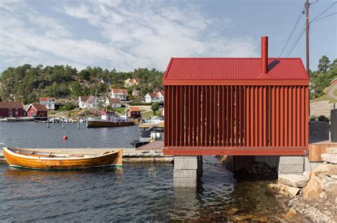 This bright red cabin is inspired by the traditional Norwegian boathouses - Yanko Design