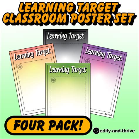 Learning Target Classroom Poster 24 X 36 Four Pack Learning