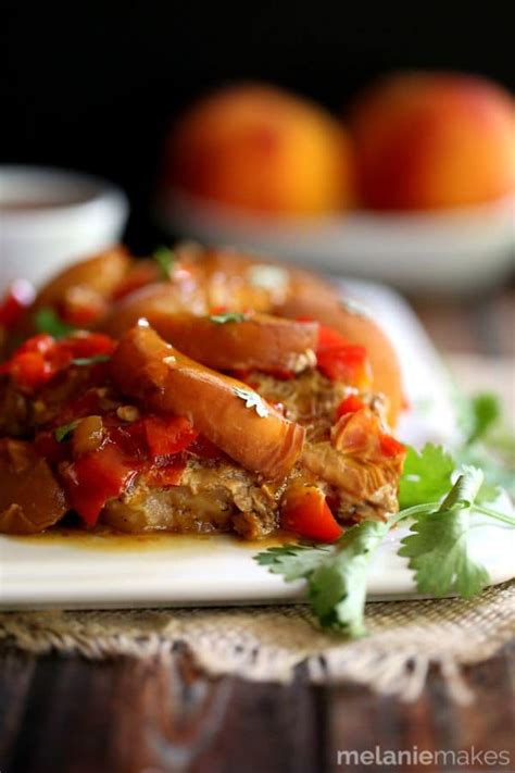 Slow Cooker Peach And Pepper Pork Chops Melanie Makes