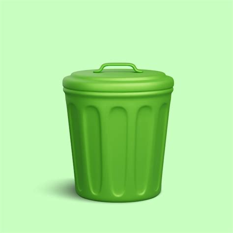 Premium Vector 3d Realistic Trash Can Isolated On Green Background