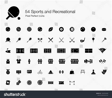 54 Sports Recreational Pixel Perfect Icons Stock Vector Royalty Free 1383354389 Shutterstock