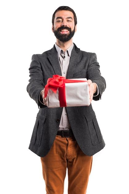 Free Photo Man Holding A Gift