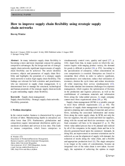 Pdf How To Improve Supply Chain Flexibility Using Strategic Supply Chain Networks