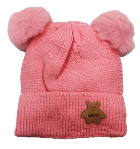 Touca Infantil Inverno dois Pompom lucky Forrada Proteção Frio