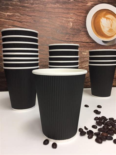 8oz Black Ripple Wall Paper Cups Pack Of 500 Logic Vending