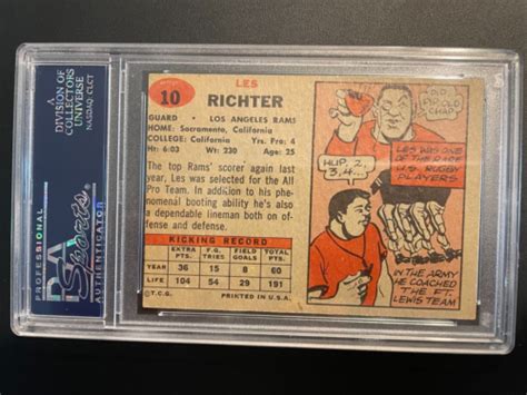 Les Richter Signed 1957 TOPPS Card W Best Wishes Insc FOOTBALL HOF