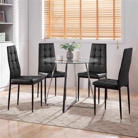 Omni House 5 Piece Round Dining Table Set Modern Dining Room Table Set