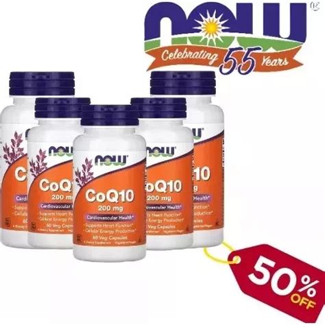 Kit 5 Potes Coenzima Q10 200mg Coq10 60caps Now Foods