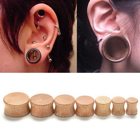 1pcs Wood Plugs And Tunnels Ear Expander Plug Natural Wooden Gauges Ear