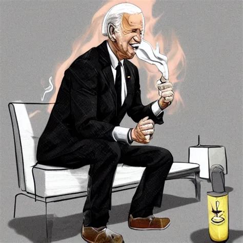 Joe Biden Smoking A Giant Smokey Joint While Sitting Stable Diffusion