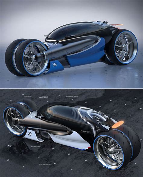 Bugatti Type 100M Motorcycle is All-Electric, Has a Holographic Rear ...