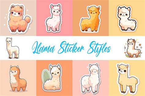 20 Kawaii Llama Illustration Sticker Idea Design Cute Pets