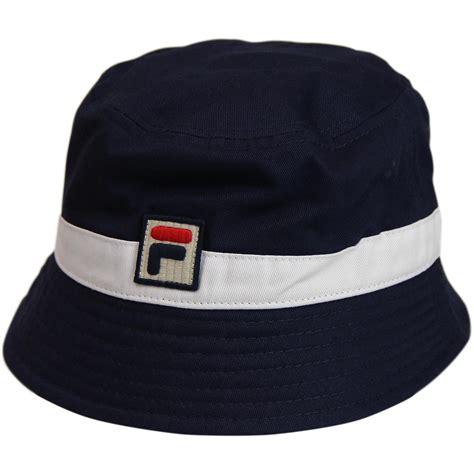 Fila Vintage Basil Retro 1990s Bucket Hat In Peacoatwhite