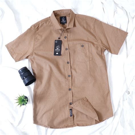 Babedo Kemeja Polos Pria Casual Premium Coklat Susu Lengan Pendek Shopee Indonesia