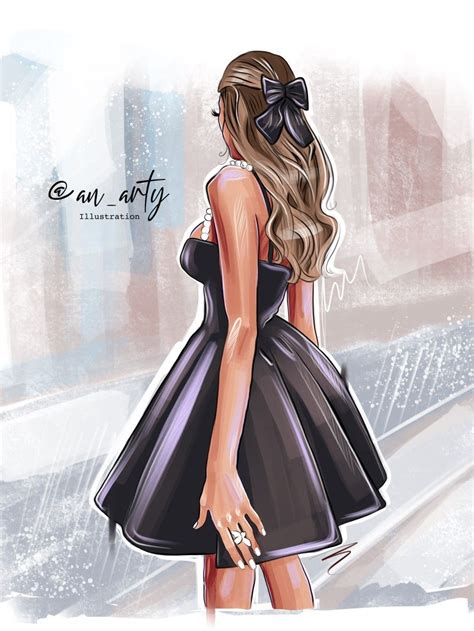 Digital Painting Fashion Illustration Girl Dress Illustration Girl