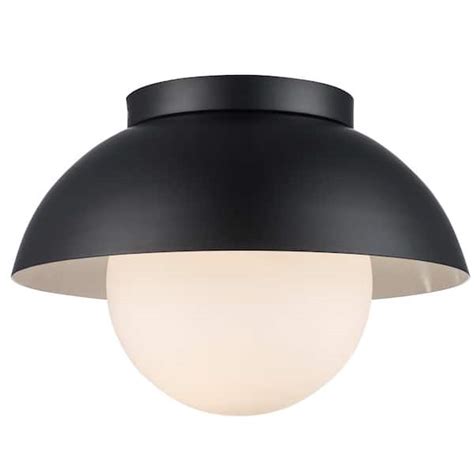 Bel Air Lighting Maureen 10 In 1 Light Black Flush Mount Ceiling Light With Opal Glass Globe